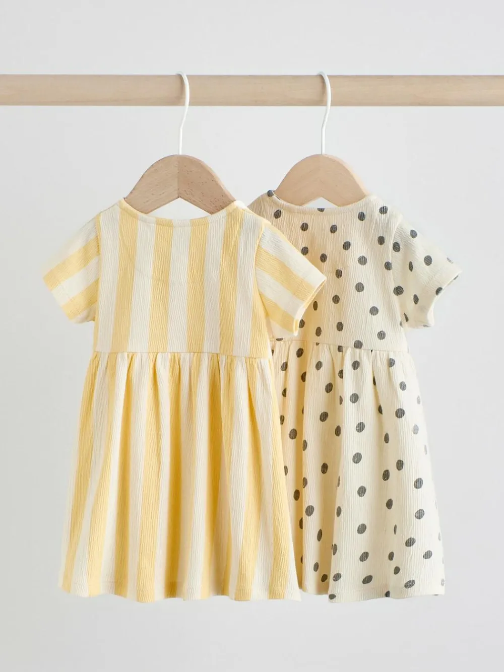 Online Next Baby Short Sleeve Dress 2 Pack (0mths-3yrs) Yellow/Cream Spot/Stripe