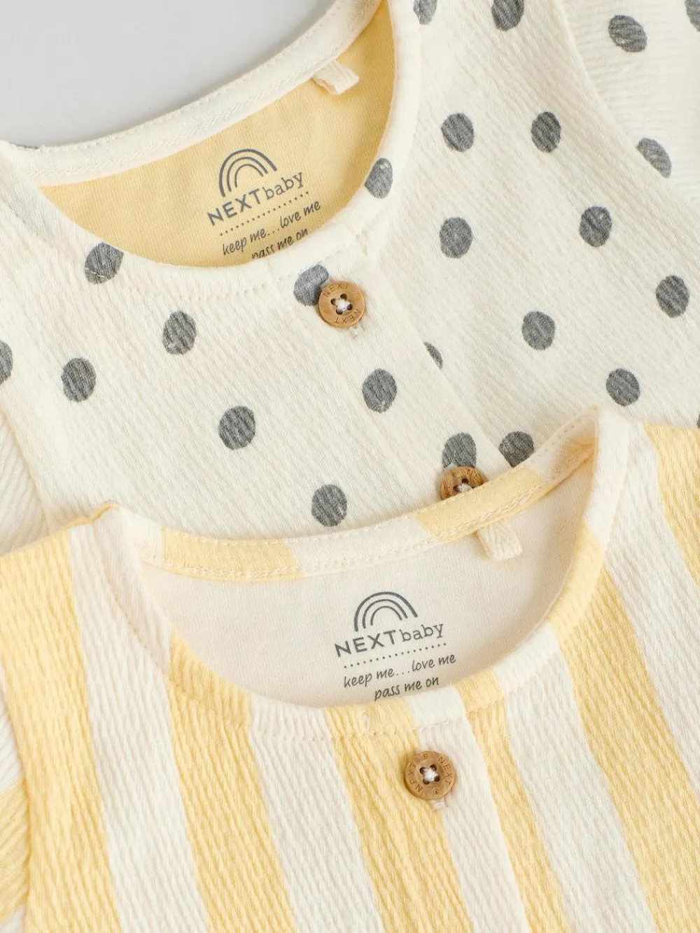 Online Next Baby Short Sleeve Dress 2 Pack (0mths-3yrs) Yellow/Cream Spot/Stripe