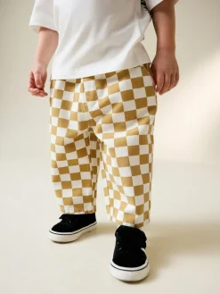 Next Yellow/White Checkerboard Printed Pull On Wide Trousers (3mths-7yrs)^BOY Pants & Leggings|Baby Boys