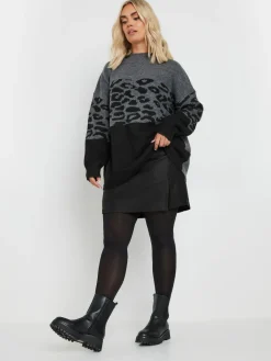 Discount Yours Curve Black Coated Slit Mini Skirt