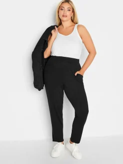 Hot Yours Curve Double Pleat Stretch Jersey Joggers Black