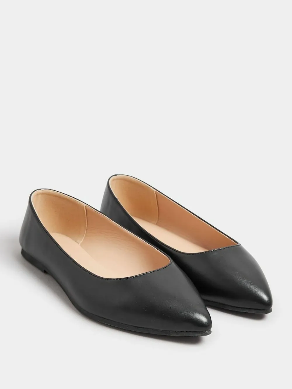Yours Curve Black Extra Wide Fit Flat Point PU Shoes^Women Flats