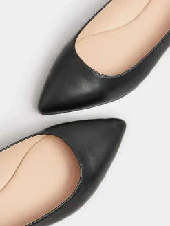 Yours Curve Black Extra Wide Fit Flat Point PU Shoes^Women Flats