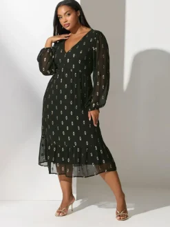 Yours Curve Black London Sequin Boho Smock Dress^Women Midi Dresses|Occasion Dresses