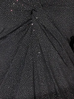 Clearance Yours Curve Black London Glitter Long Sleeve Knot Maxi Dress