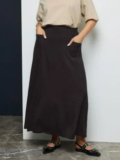 Yours Curve Black Maxi Jersey Stretch Skirt^Women Skirts