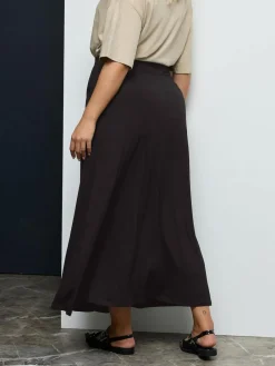 Yours Curve Black Maxi Jersey Stretch Skirt^Women Skirts
