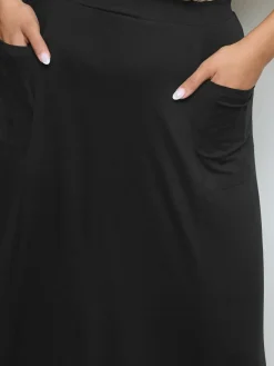 Yours Curve Black Maxi Jersey Stretch Skirt^Women Skirts