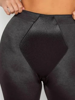 Hot Yours Curve Black Satin Tummy Control High Waisted Shorts