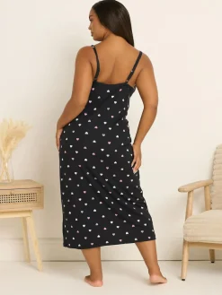 Clearance Yours Curve Soft Touch Midaxi Chemise Black