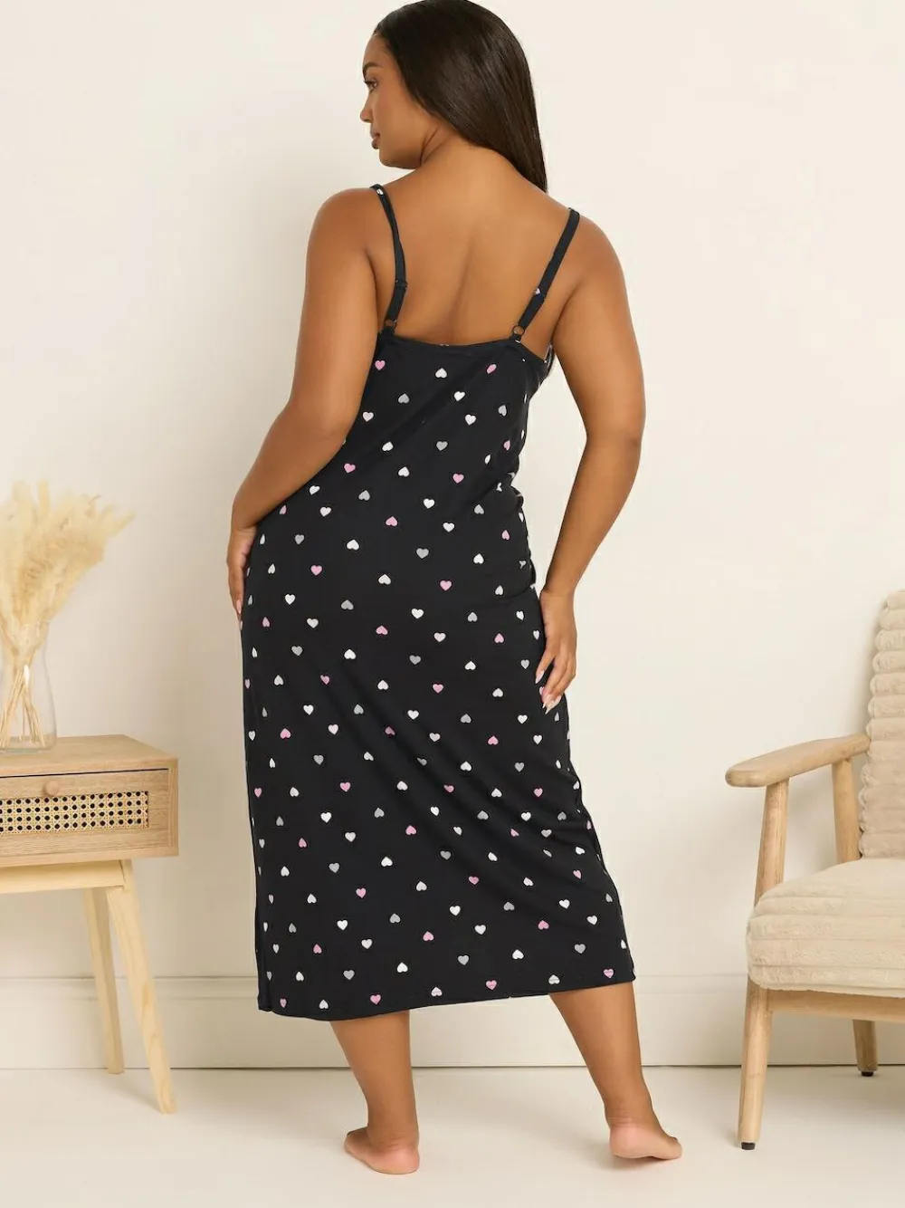 Clearance Yours Curve Soft Touch Midaxi Chemise Black