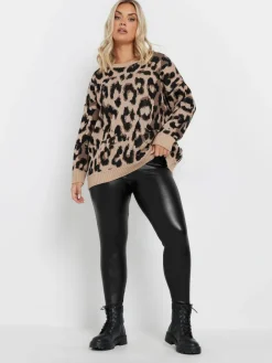 Yours Curve Black Stretch Coated Leggings^Women Leggings & Sweatpants