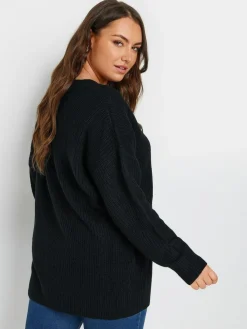 Yours Curve Black V-Neck Knitted Jumper^Women Knitwear|Knitwear