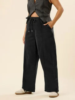 Yours Curve Wide Fit Wide Leg Seam Front Jeans^Women Jeans|Jeans