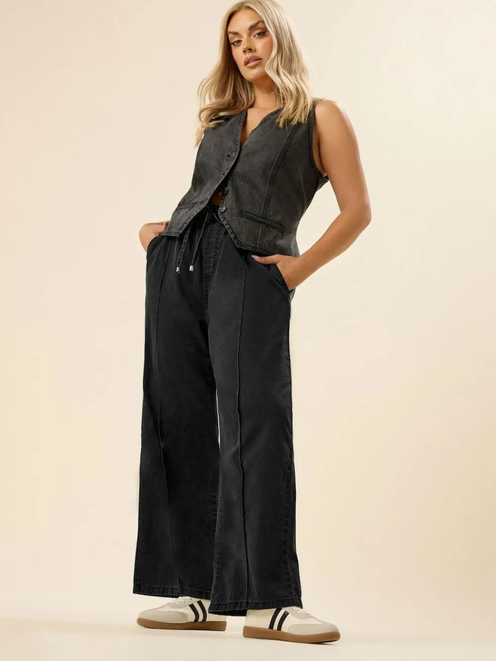 Yours Curve Wide Fit Wide Leg Seam Front Jeans^Women Jeans|Jeans