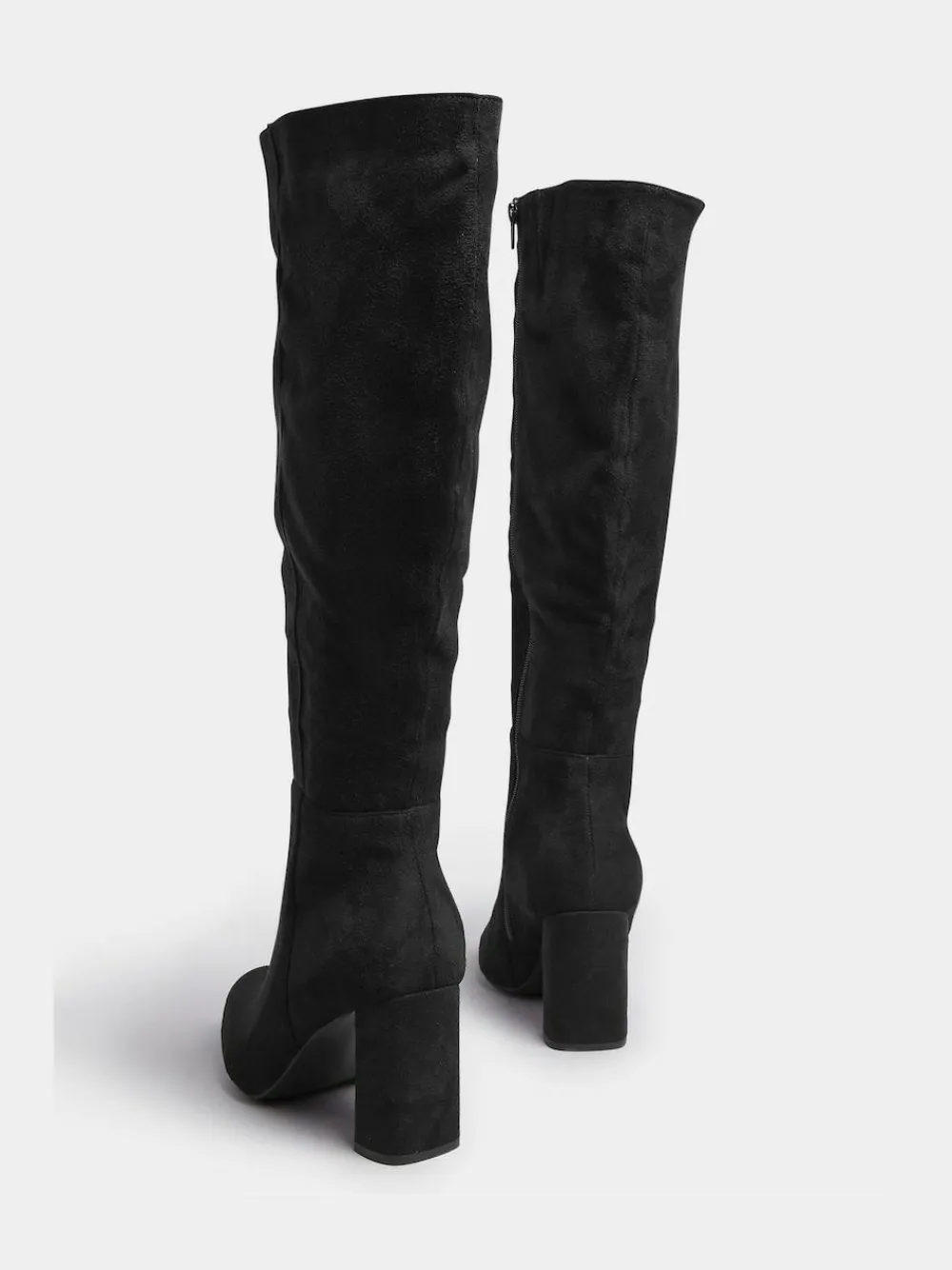 Yours Curve Black Wide Fit Wide Fit Heeled Micro Knee High Boots^Women Wide Fit & Extra Wide Fit