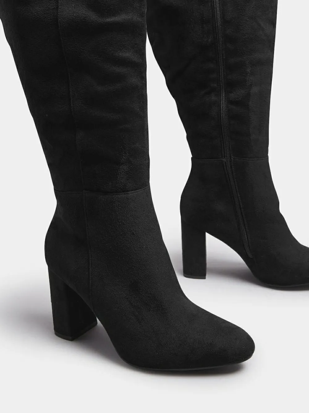 Yours Curve Black Wide Fit Wide Fit Heeled Micro Knee High Boots^Women Wide Fit & Extra Wide Fit