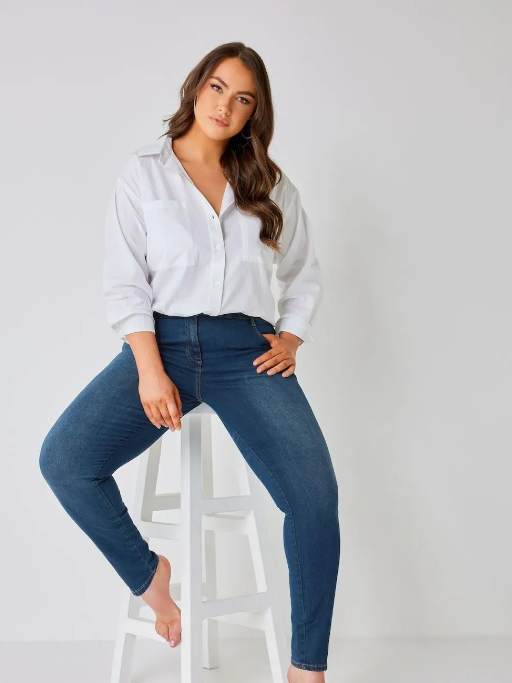 Sale Yours Curve Curve Skinny Stretch AVA Jeans Blue