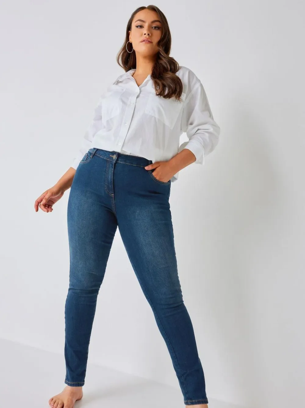 Sale Yours Curve Curve Skinny Stretch AVA Jeans Blue