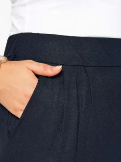 Best Yours Curve Double Pleat Stretch Jersey Joggers Blue