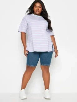 Sale Yours Curve Blue Pull On Stretch Denim Cycling Shorts