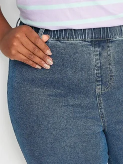 Sale Yours Curve Blue Pull On Stretch Denim Cycling Shorts