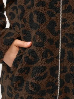 Clearance Yours Curve Brown Heavy Borg Zip Thru Fleece