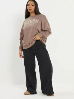 Yours Curve Brown Sunday Sweatshirt^Women Hoodies & Sweatshirts