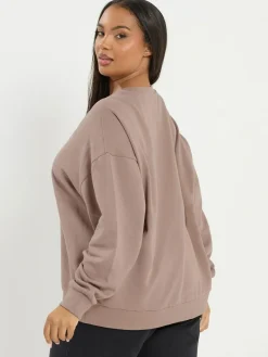 Yours Curve Brown Sunday Sweatshirt^Women Hoodies & Sweatshirts