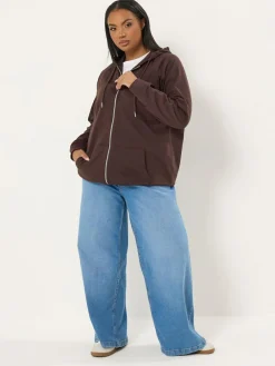 Yours Curve Brown Zip Thru Hoodie^Women Hoodies & Sweatshirts