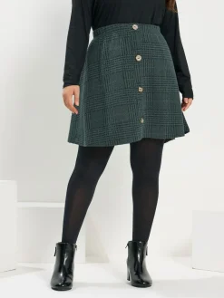 Yours Curve Green Button Front Skirt^Women Skirts
