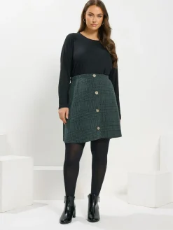 Yours Curve Green Button Front Skirt^Women Skirts