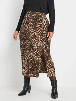 Hot Yours Curve Natural Leopard Print Structured Skirt