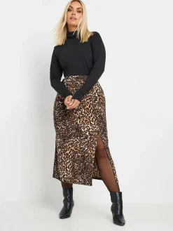 Hot Yours Curve Natural Leopard Print Structured Skirt