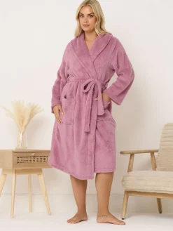 Outlet Yours Curve Pink Fluffy Shawl Collar Robe