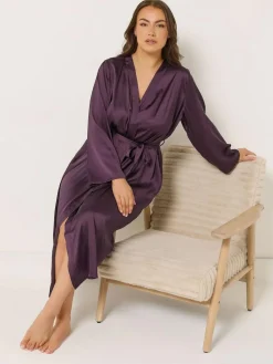 Sale Yours Curve Satin Robe Red