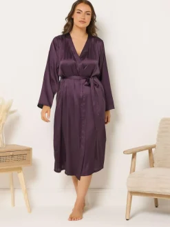 Sale Yours Curve Satin Robe Red