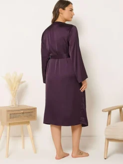 Sale Yours Curve Satin Robe Red