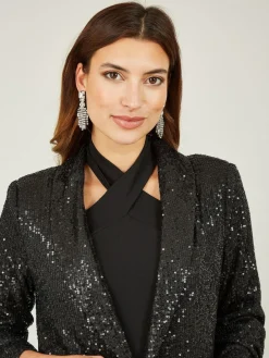 Best Yumi Sequin Blazer With Pockets Black