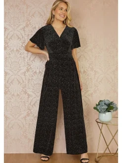 Hot Yumi Black Sparkle Velvet Jumpsuit