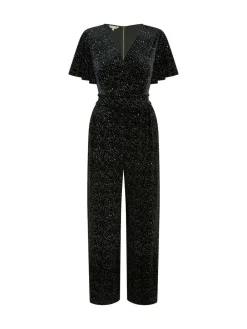 Hot Yumi Black Sparkle Velvet Jumpsuit