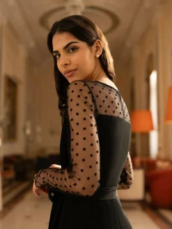 Yumi Black Spot Mesh Stretch Jumpsuit^Women Jumpsuits & Playsuits