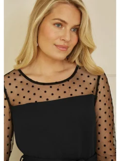 Yumi Black Spot Mesh Stretch Jumpsuit^Women Jumpsuits & Playsuits