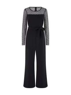 Yumi Black Spot Mesh Stretch Jumpsuit^Women Jumpsuits & Playsuits