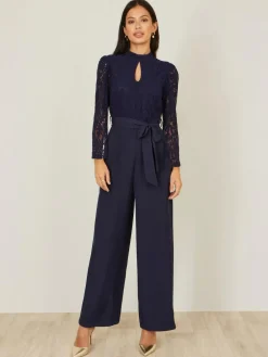 Yumi Blue Lace Appliqué Jumpsuit^Women Jumpsuits & Playsuits