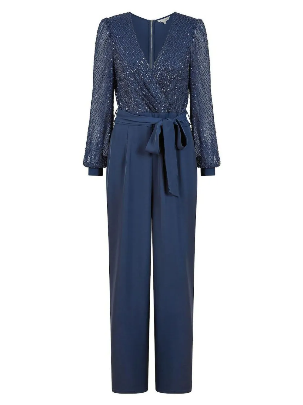 Sale Yumi Blue Sequin Jumpsuit With Long Sleeves