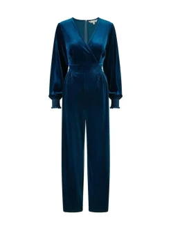 Yumi Blue Velvet Long sleeve Jumpsuit^Women Jumpsuits & Playsuits