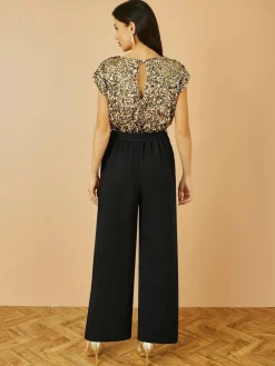 Online Yumi Gold Sequin Top Stretch Jumpsuit