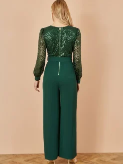 Yumi Green Sequin Wrap Over Jumpsuit^Women Jumpsuits & Playsuits