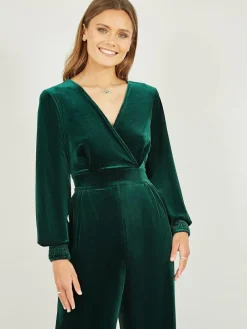 Yumi Green Velvet Long sleeve Jumpsuit^Women Jumpsuits & Playsuits